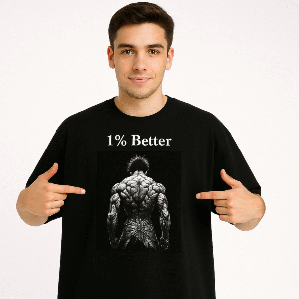 "1% Better" Oversized Graphic T-Shirt – Black - Image 2